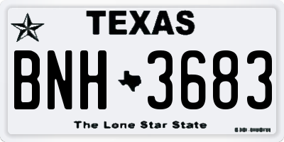 TX license plate BNH3683
