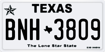 TX license plate BNH3809