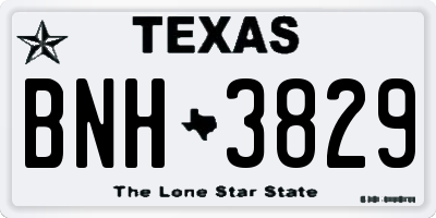 TX license plate BNH3829