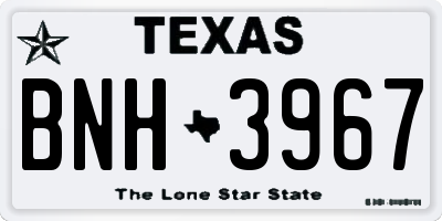 TX license plate BNH3967