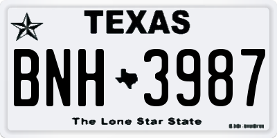 TX license plate BNH3987