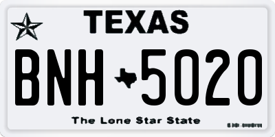 TX license plate BNH5020