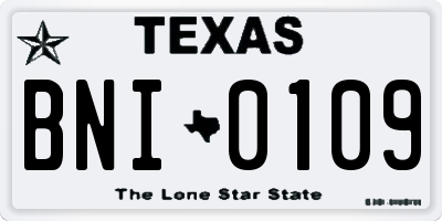 TX license plate BNI0109