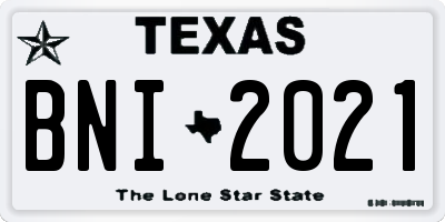 TX license plate BNI2021