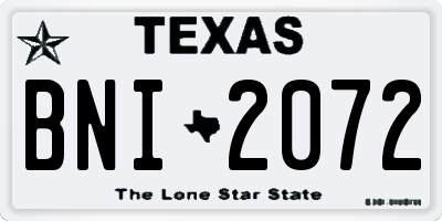 TX license plate BNI2072