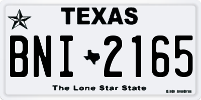 TX license plate BNI2165