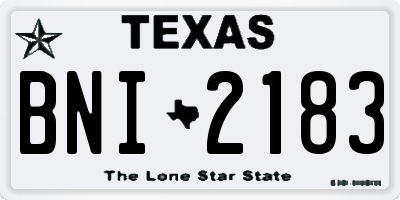 TX license plate BNI2183