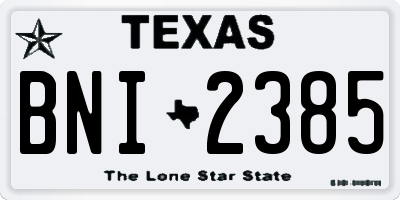 TX license plate BNI2385