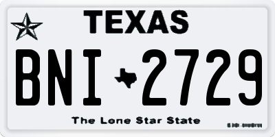 TX license plate BNI2729