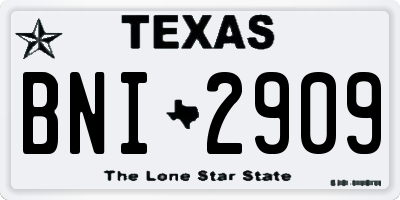 TX license plate BNI2909