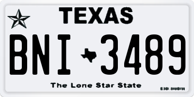 TX license plate BNI3489