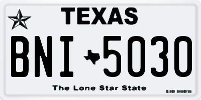 TX license plate BNI5030