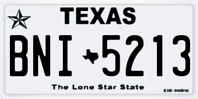 TX license plate BNI5213