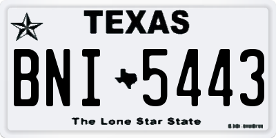 TX license plate BNI5443