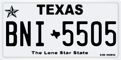 TX license plate BNI5505