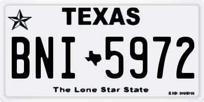TX license plate BNI5972