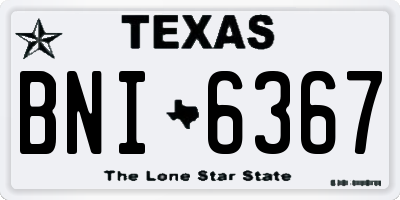 TX license plate BNI6367