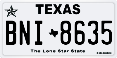 TX license plate BNI8635