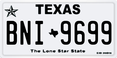 TX license plate BNI9699