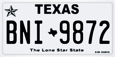 TX license plate BNI9872
