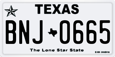 TX license plate BNJ0665