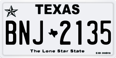 TX license plate BNJ2135
