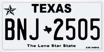 TX license plate BNJ2505