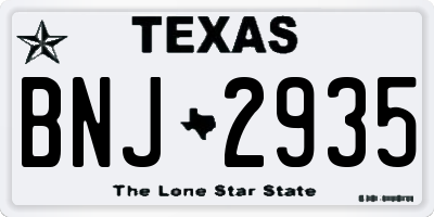 TX license plate BNJ2935