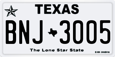 TX license plate BNJ3005