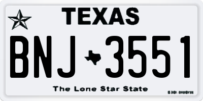 TX license plate BNJ3551