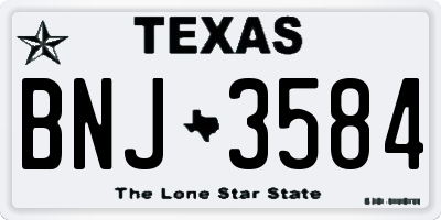 TX license plate BNJ3584