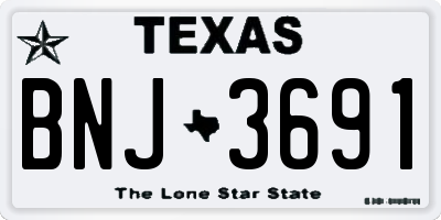 TX license plate BNJ3691