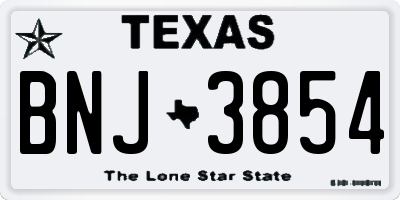 TX license plate BNJ3854