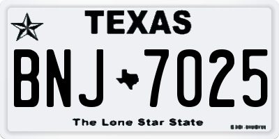 TX license plate BNJ7025