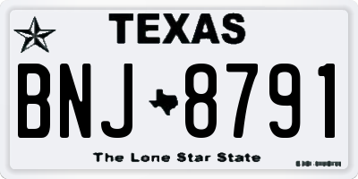 TX license plate BNJ8791