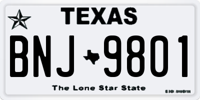 TX license plate BNJ9801