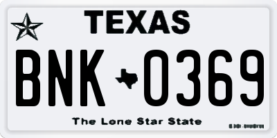TX license plate BNK0369