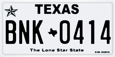 TX license plate BNK0414