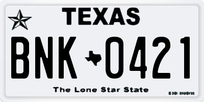 TX license plate BNK0421