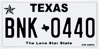 TX license plate BNK0440