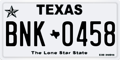 TX license plate BNK0458