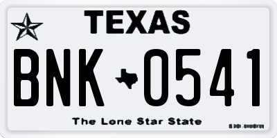 TX license plate BNK0541