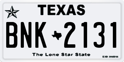 TX license plate BNK2131