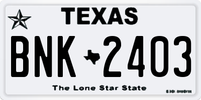 TX license plate BNK2403