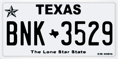 TX license plate BNK3529