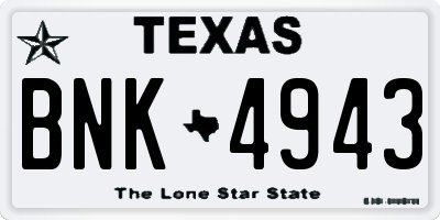 TX license plate BNK4943