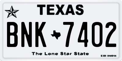 TX license plate BNK7402