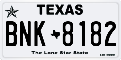 TX license plate BNK8182