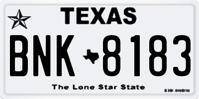 TX license plate BNK8183