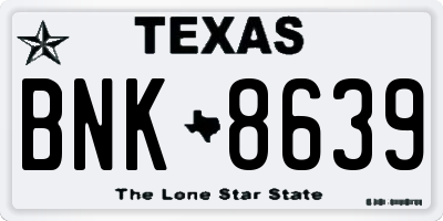 TX license plate BNK8639